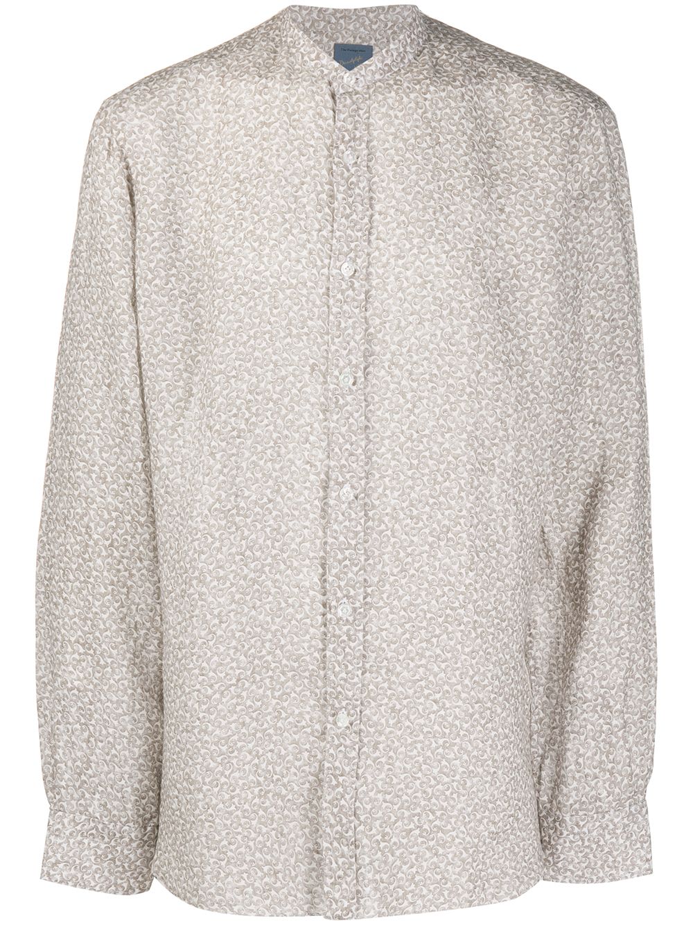 Shop Barba Geometric Mandarin-collar Shirt In Neutrals