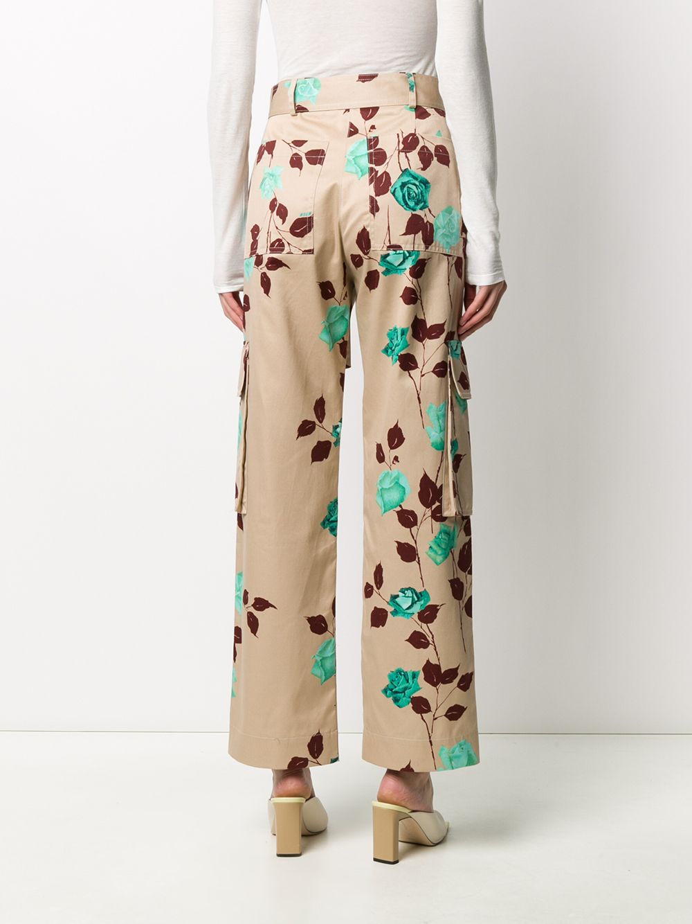 фото Msgm брюки карго с завышенной талией и цветочным принтом