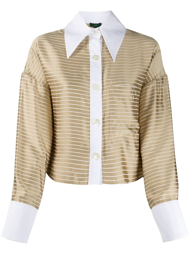 JEJIA STRIPED POINTED-COLLAR SHIRT