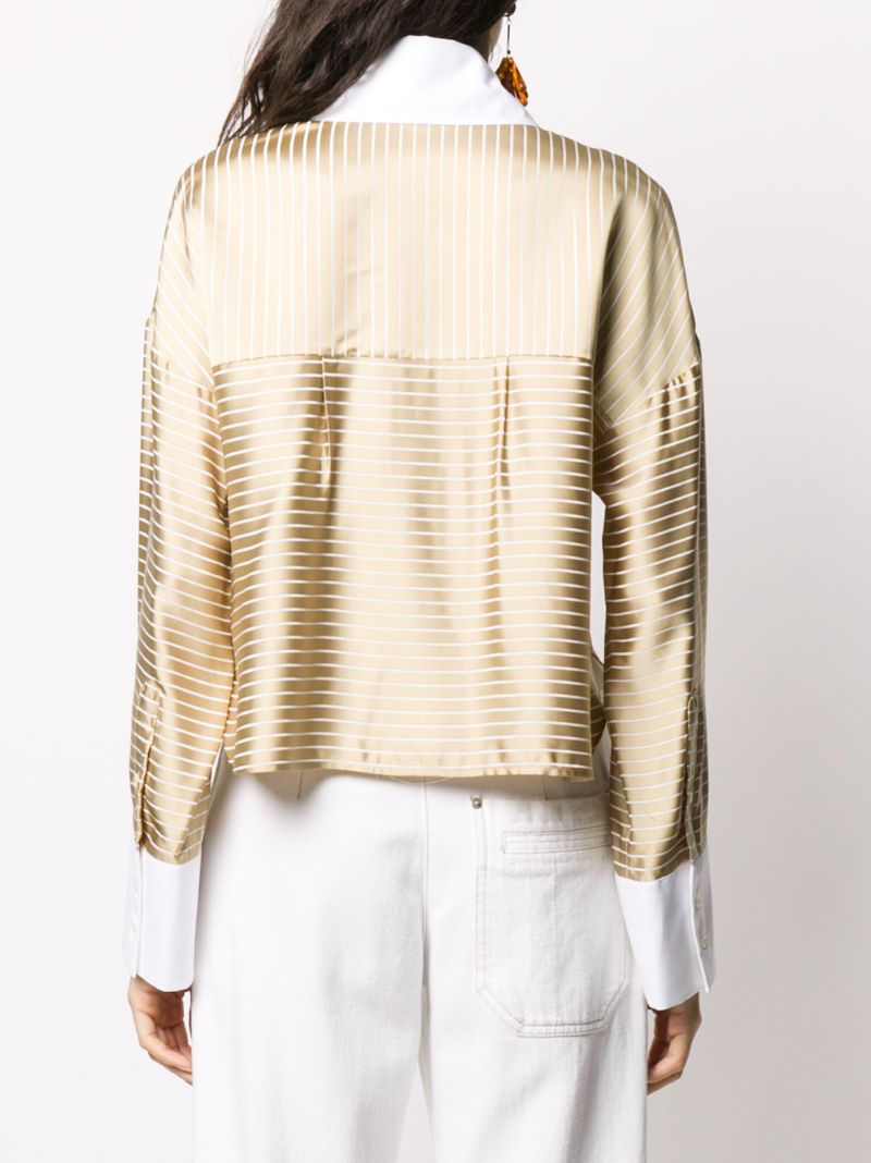 Shop Jejia Striped Pointed-collar Shirt In Neutrals