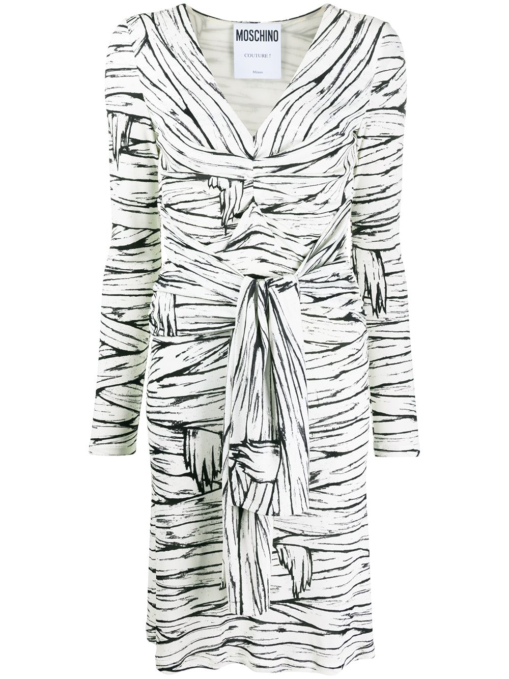 Moschino Striped V-neck Wrap Dress In White