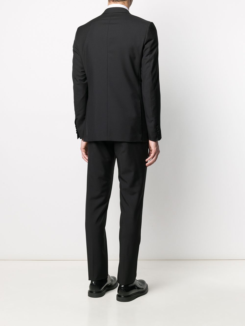 Shop Dell'oglio Fitted Tuxedo Suit In Black