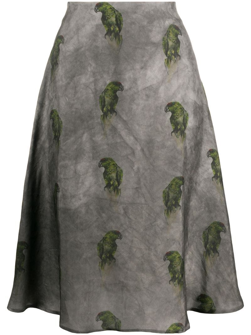 Lardini Parrot Print Skirt In Grey