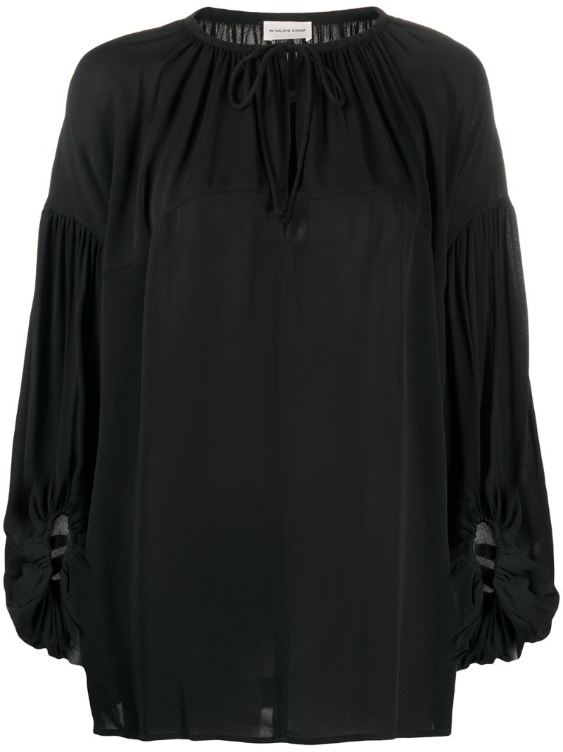 By Malene Birger Oversized-bluse Mit Schleifenkragen In Black