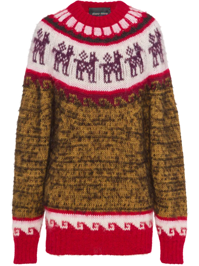 miu miu fair isle knitted alpaca jumper