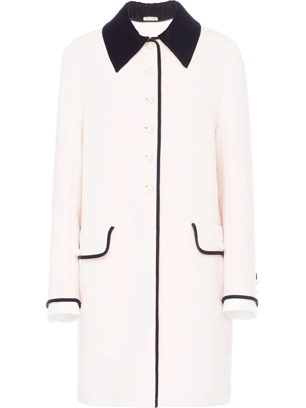 MIU MIU CONTRAST-TRIM BUTTON-DOWN COAT