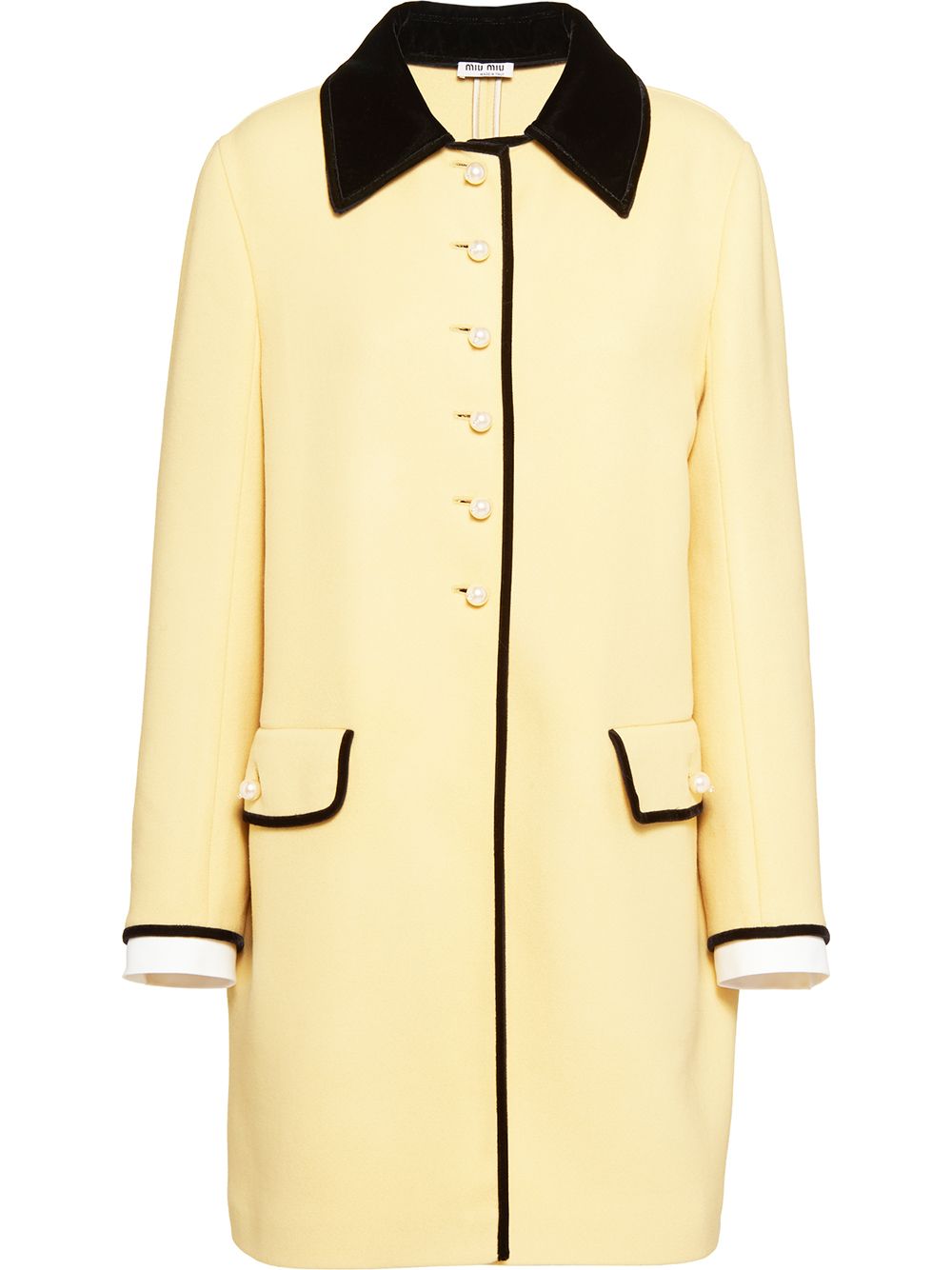 Miu Miu Double Knit Wool Coat In Yellow