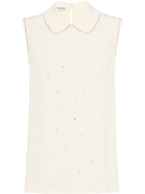 Miu Miu Crepe De Chine Top In Neutrals