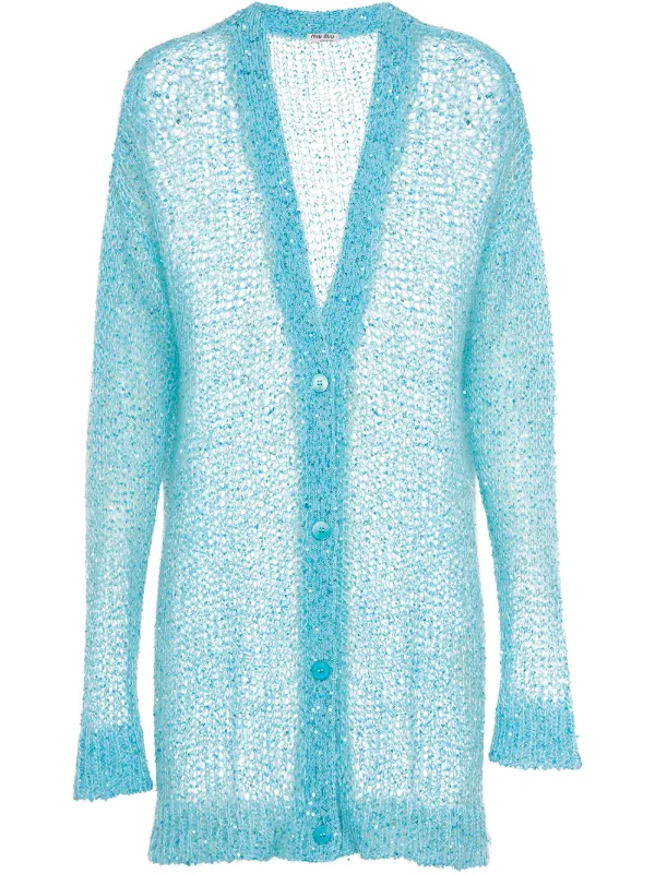 blue sequin cardigan