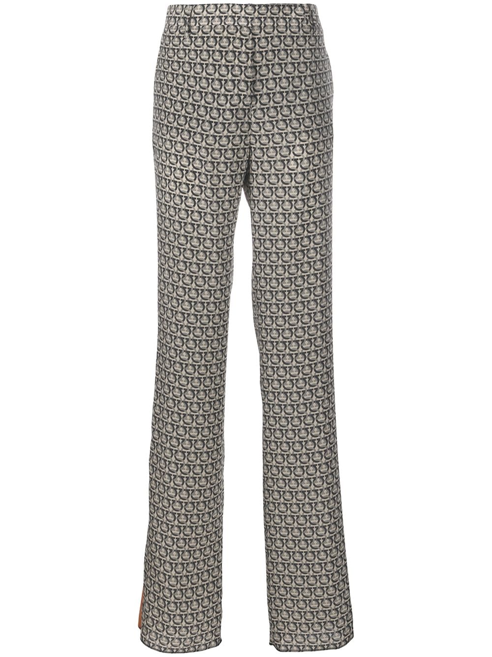 FERRAGAMO GANCINI MONOGRAM STRAIGHT TROUSERS 