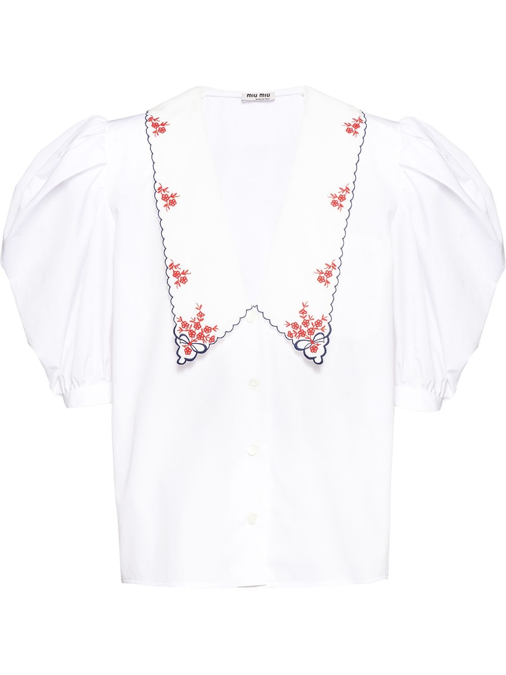 Miu Miu embroidered pointed collar blouse