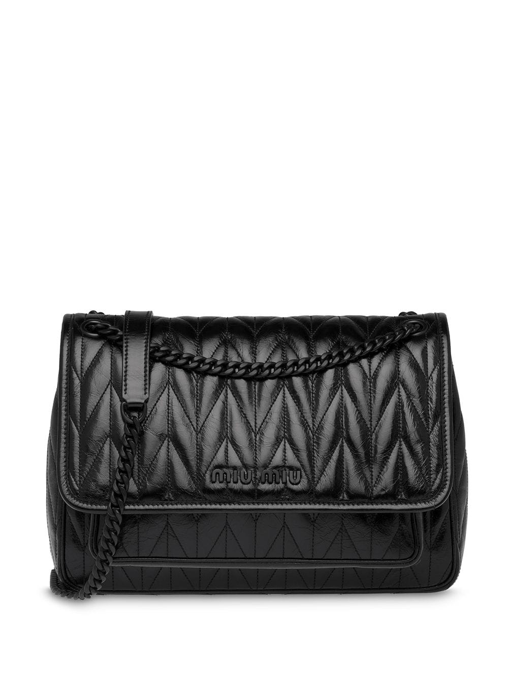 Miu Miu Shiny Leather Shoulder Bag In Black