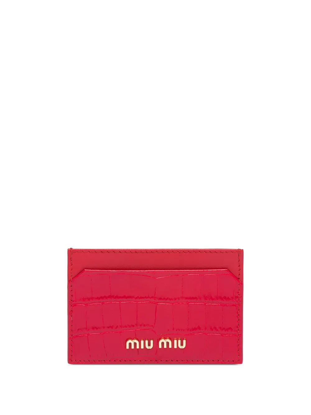 Miu Miu Crocodile-effect Cardholder In Red