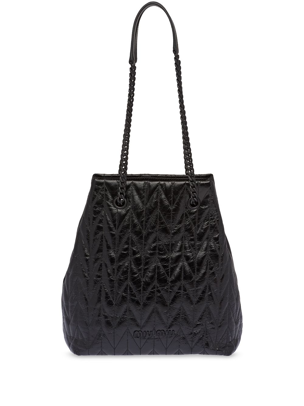 MIU MIU QUILTED SHINY LEATHER HOBO BAG