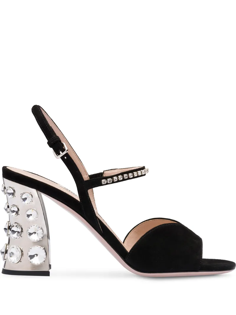 jewelled block heel sandals