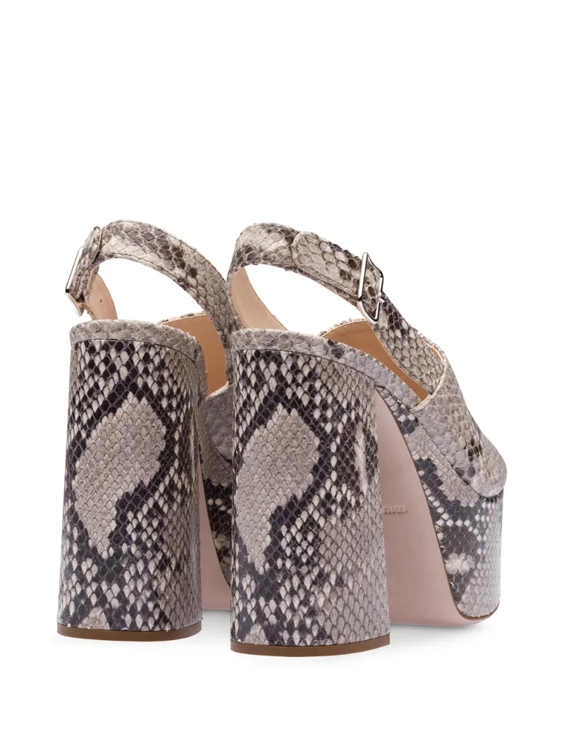Miu Miu Python-print Leather Sandals In Neutrals