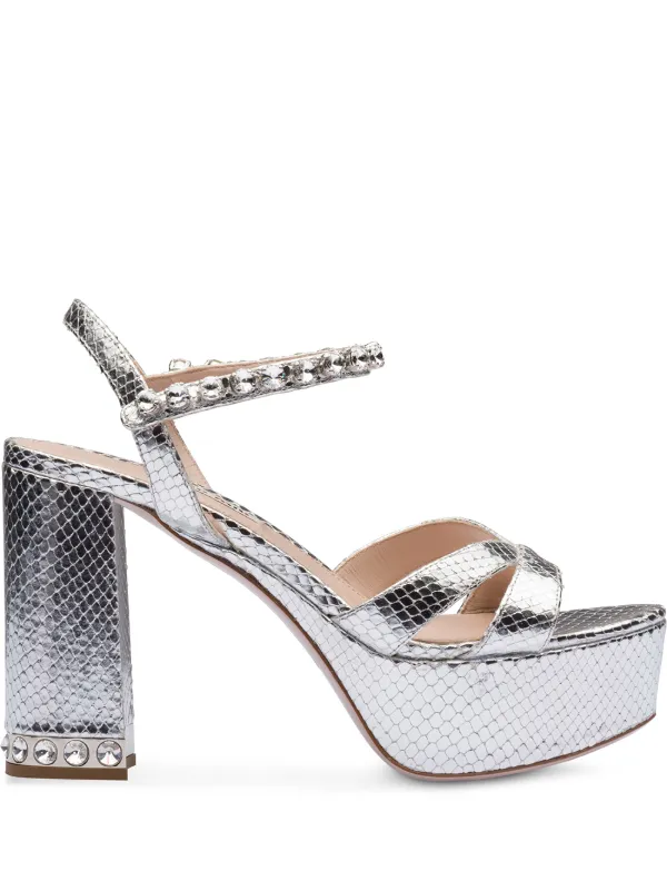 miu miu metallic leather sandals