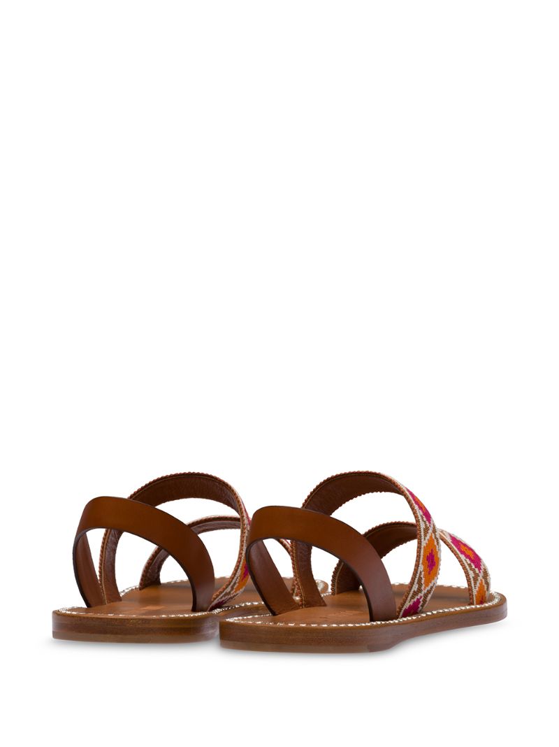 Shop Miu Miu Crystal-embellished Geometric Print Sandals In Brown