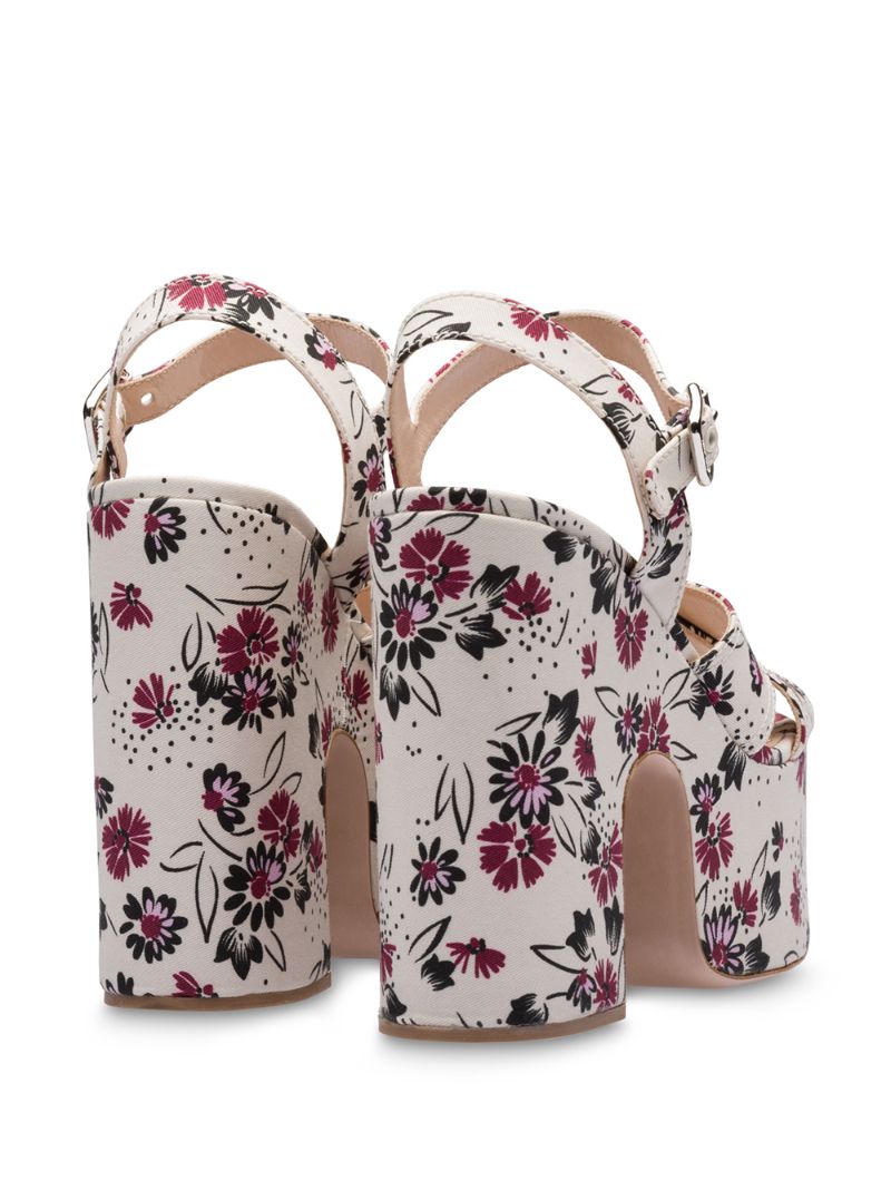 Shop Miu Miu 125mm Floral-print Platform Sandals In White