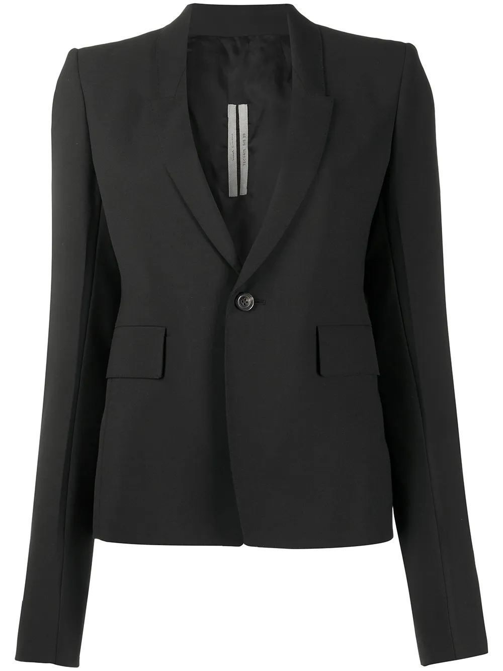 Rick Owens Structured Shoulder Bell Sleeve Blazer In Black