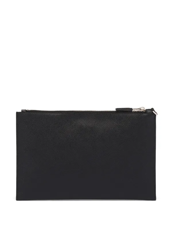 PRADA ロゴマーク クラッチバッグ カーフレザー 黒