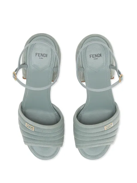 fendi promenade ff flat leather sandals