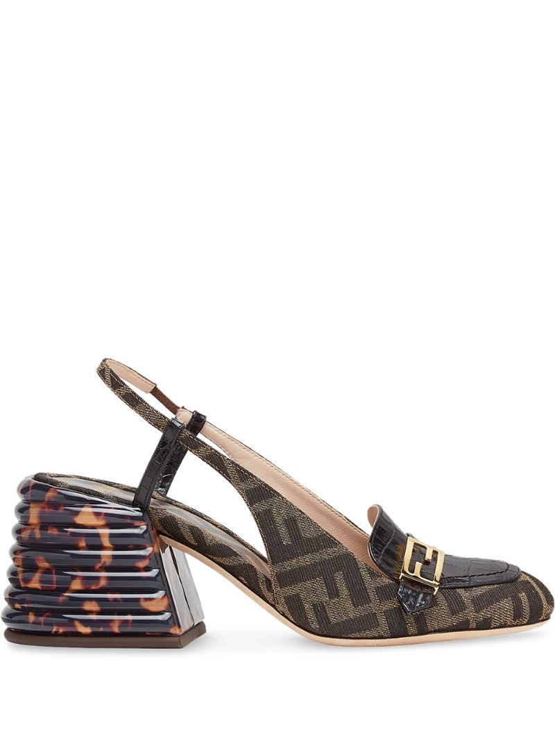 Fendi Logo-embellished Croc-effect Leather And Canvas-jacquard ...