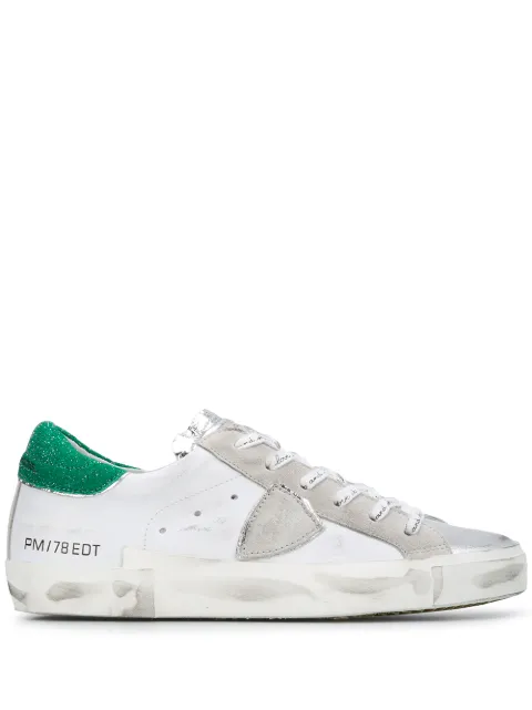 Philippe Model Paris metallic distressed flat sneakers