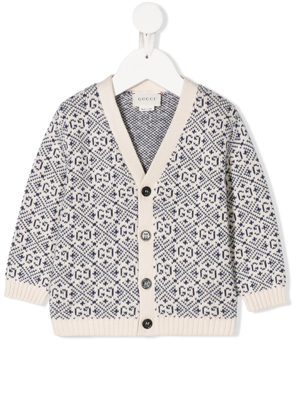 Gucci Gg Jacquard Cardigan In White