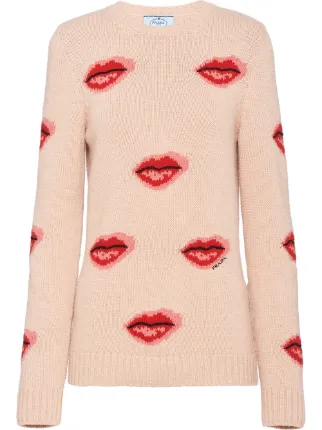Prada Lips Print Jumper Farfetch