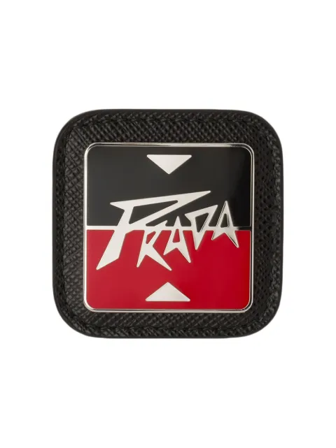 prada logo brooch