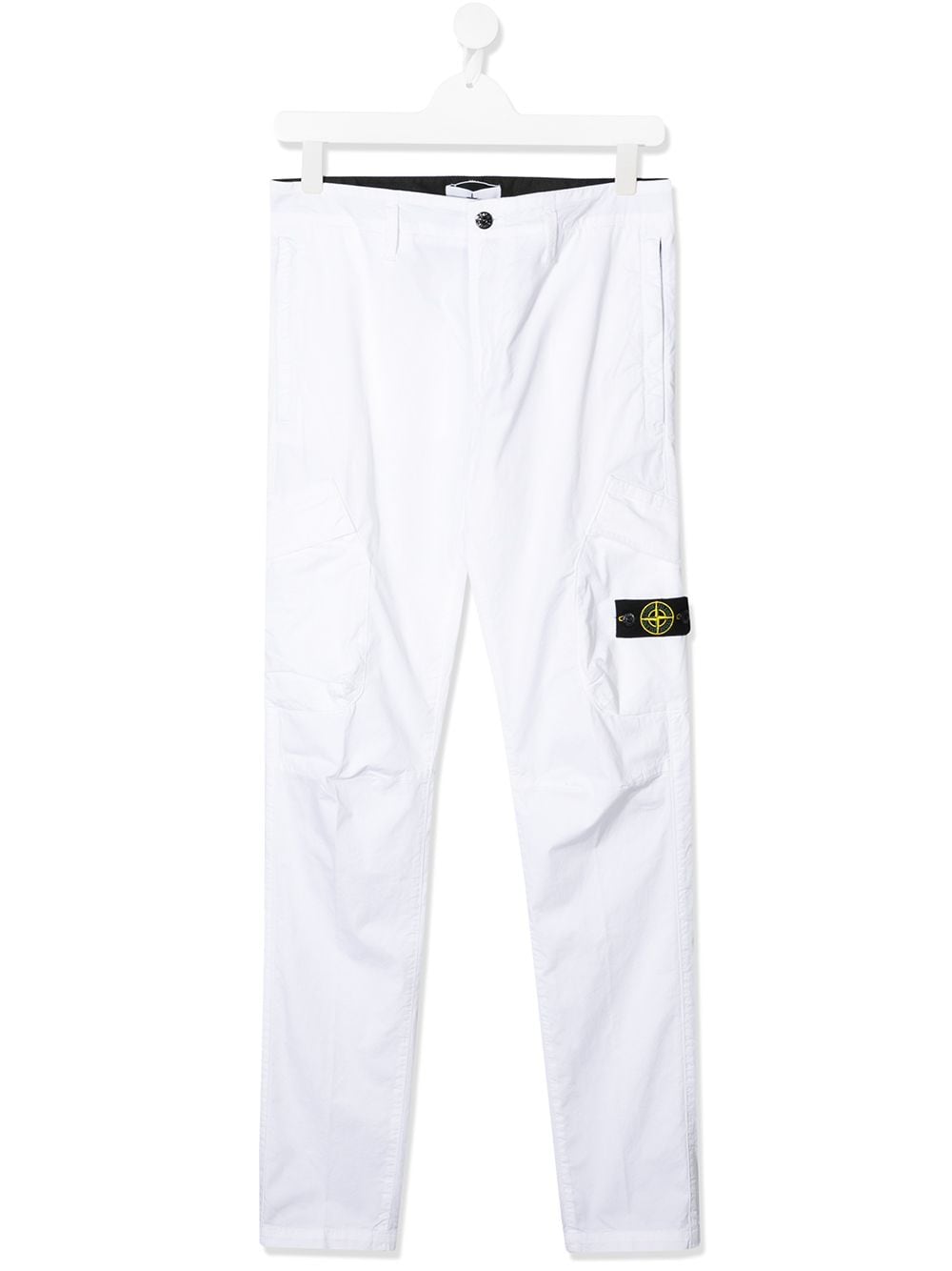 Stone Island Junior Teen Logo Patch Trousers In 白色