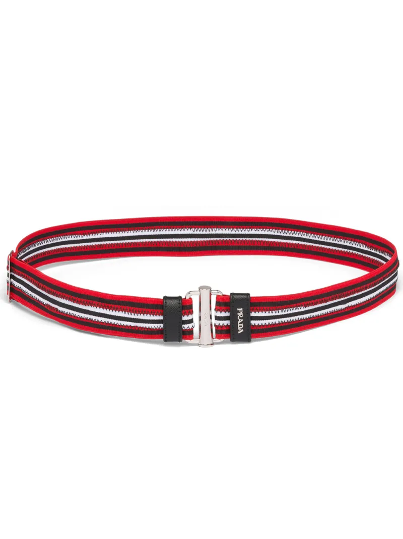 Click to view more detailed imagery on our partner's website Prada Track-shaped Buckle Belt In Red