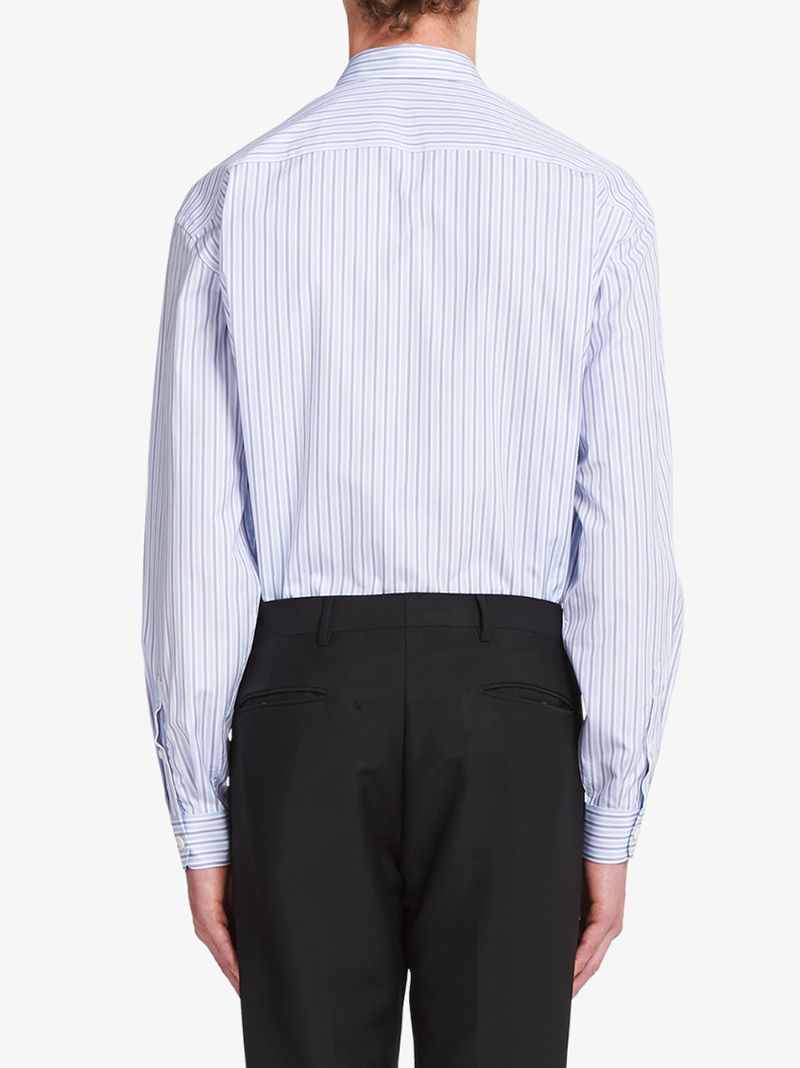 Shop Prada Striped Cotton Shirt In Blue