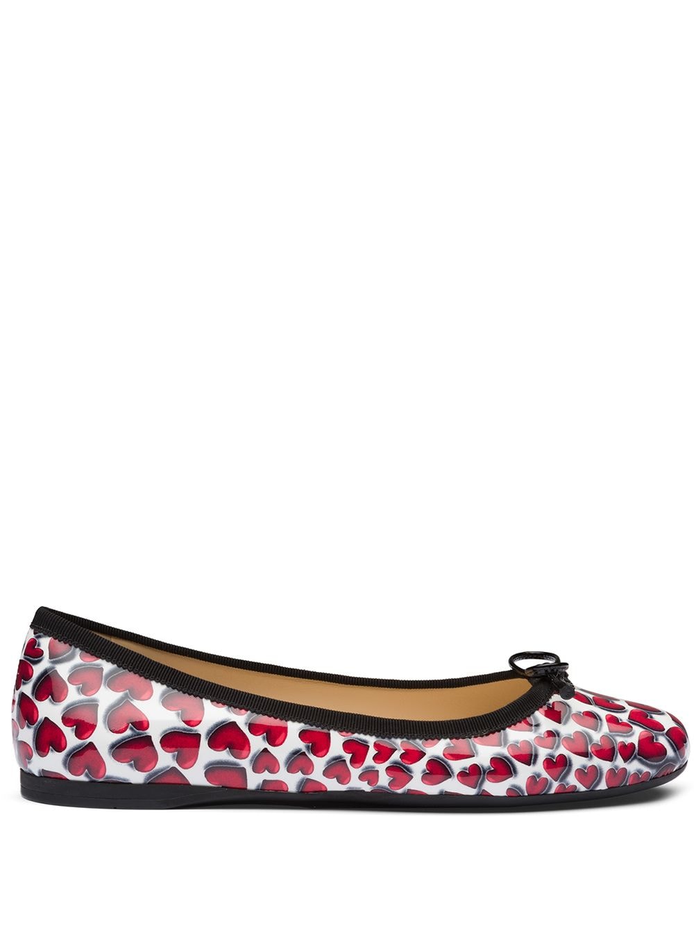 Prada Printed Patent Leather Ballerina Shoes In Red