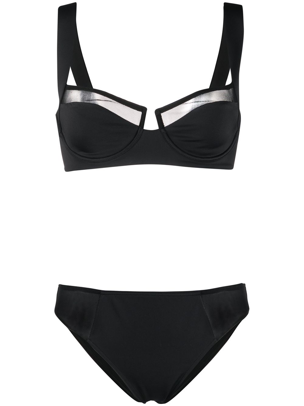 Balmain Mesh Insert Bikini Set In Black