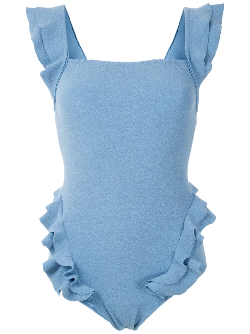 Clube Bossa Barbette Ruffle Swimsuit In Blue