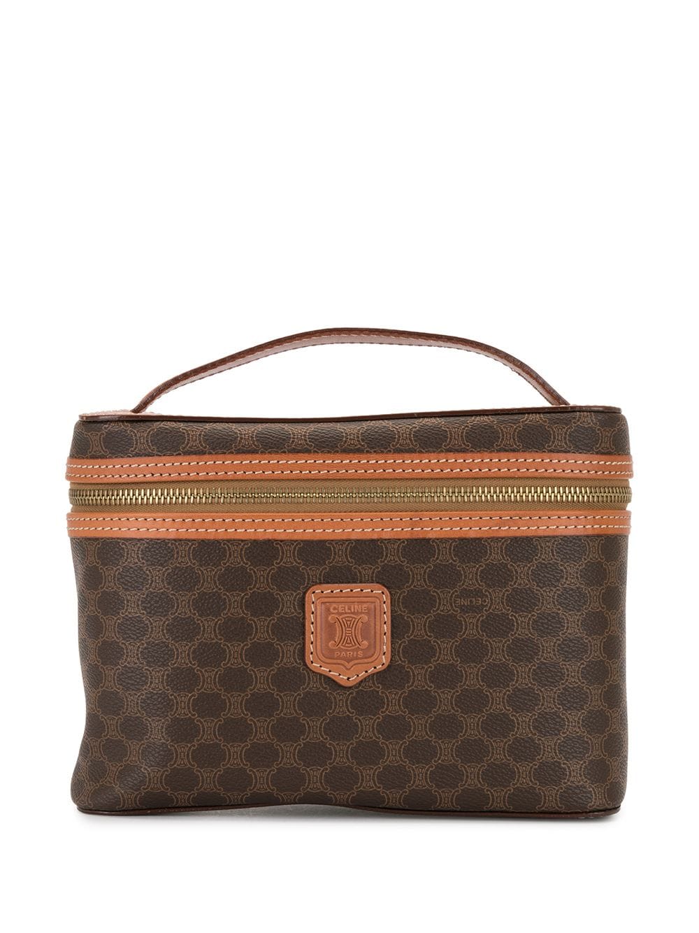Pre-owned Celine Macadam Pattern Cosmetic Bag In Brown