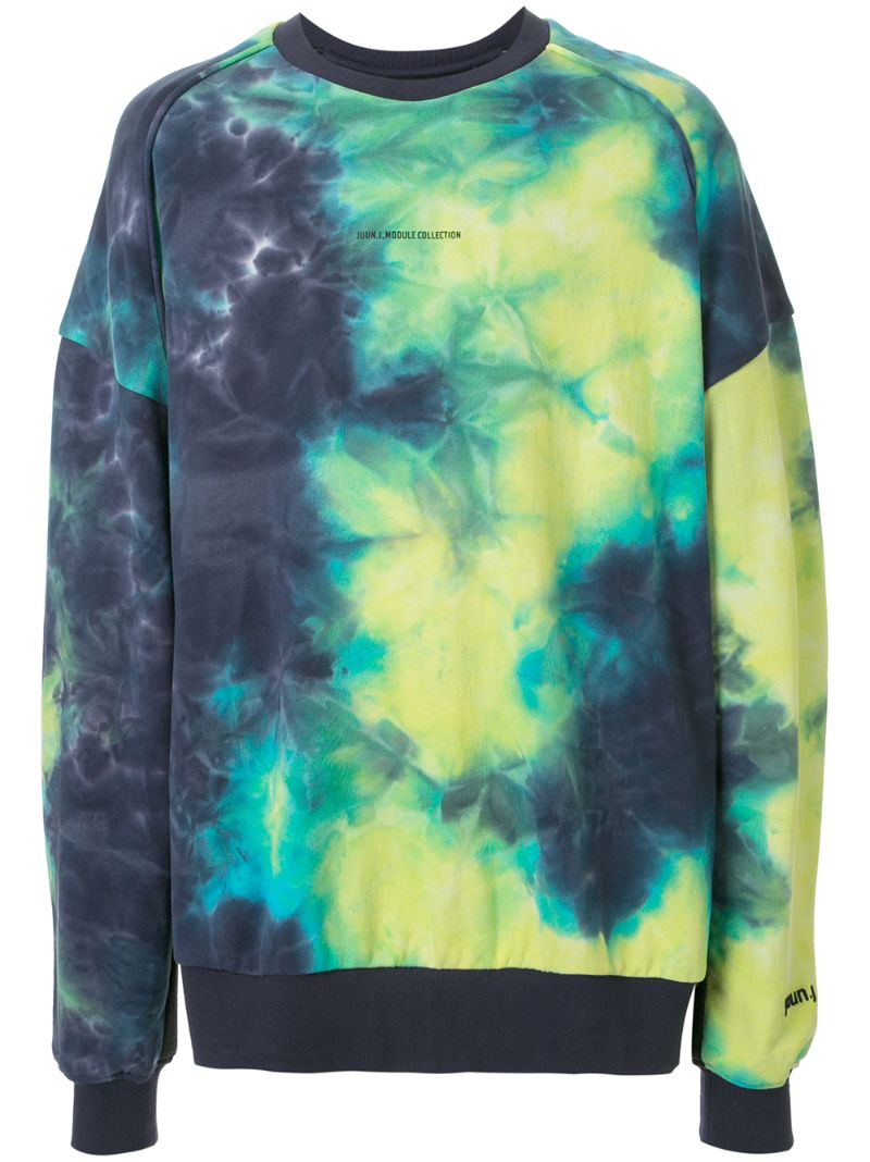 Shop Juunj Oversized Tie-dye Print Sweatshirt In Blue