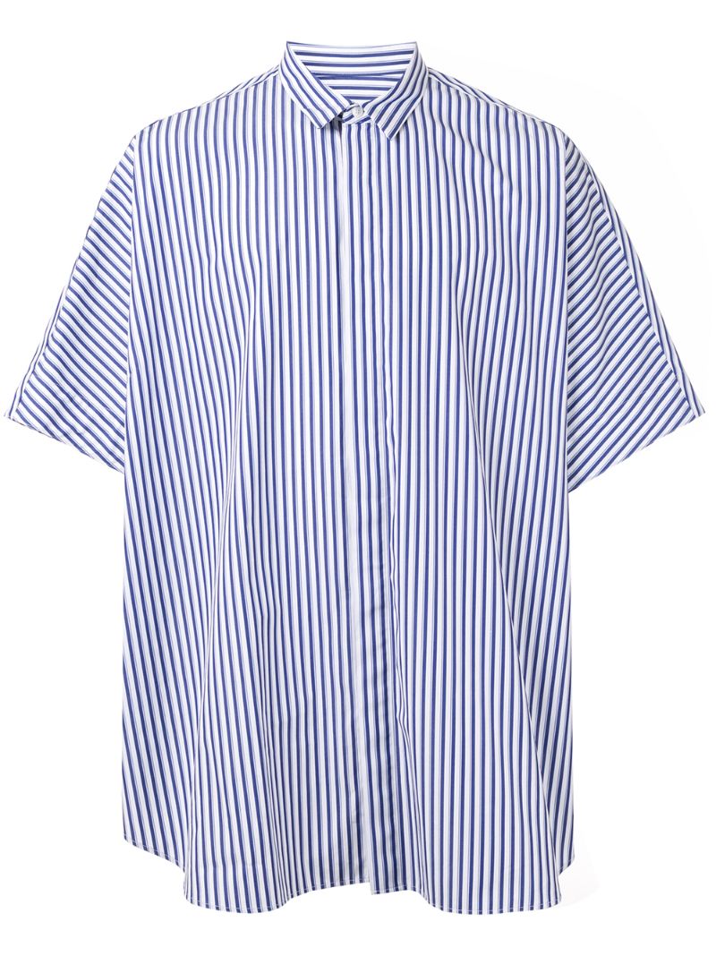 Juunj Oversized Striped Print Shirt In Blue