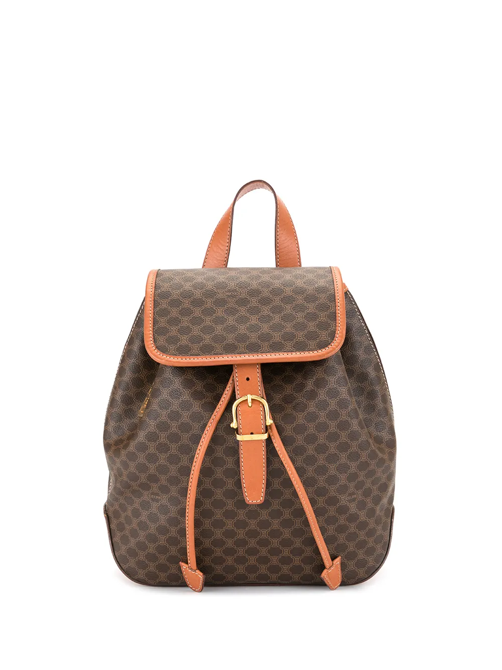 Pre-owned Celine Macadam Print Backpack In Brown