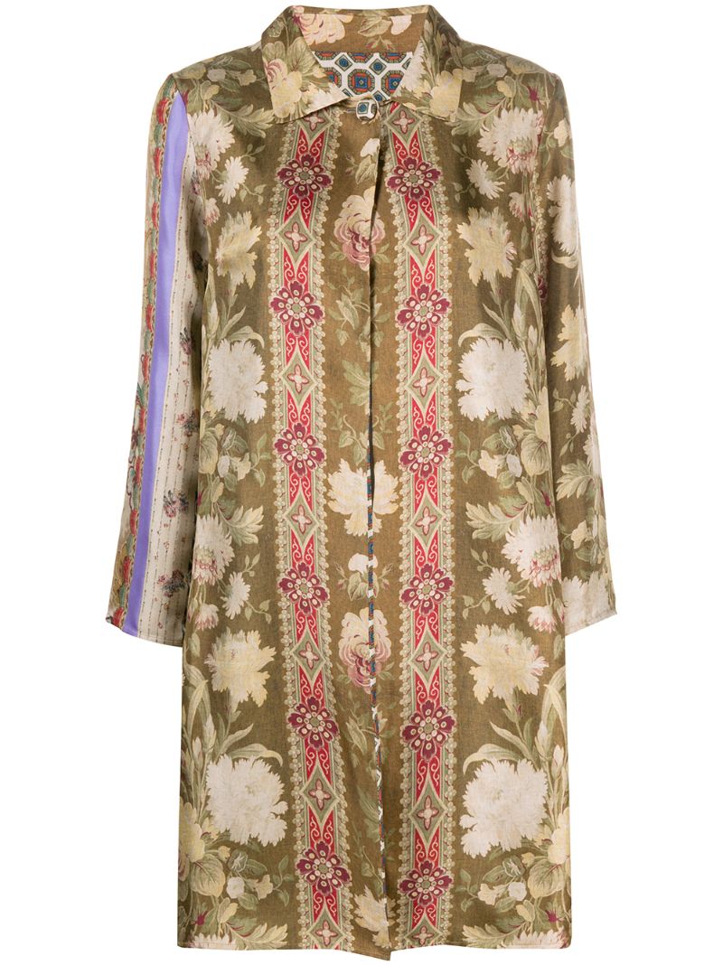 PIERRE-LOUIS MASCIA FLORAL-PRINT SILK COAT