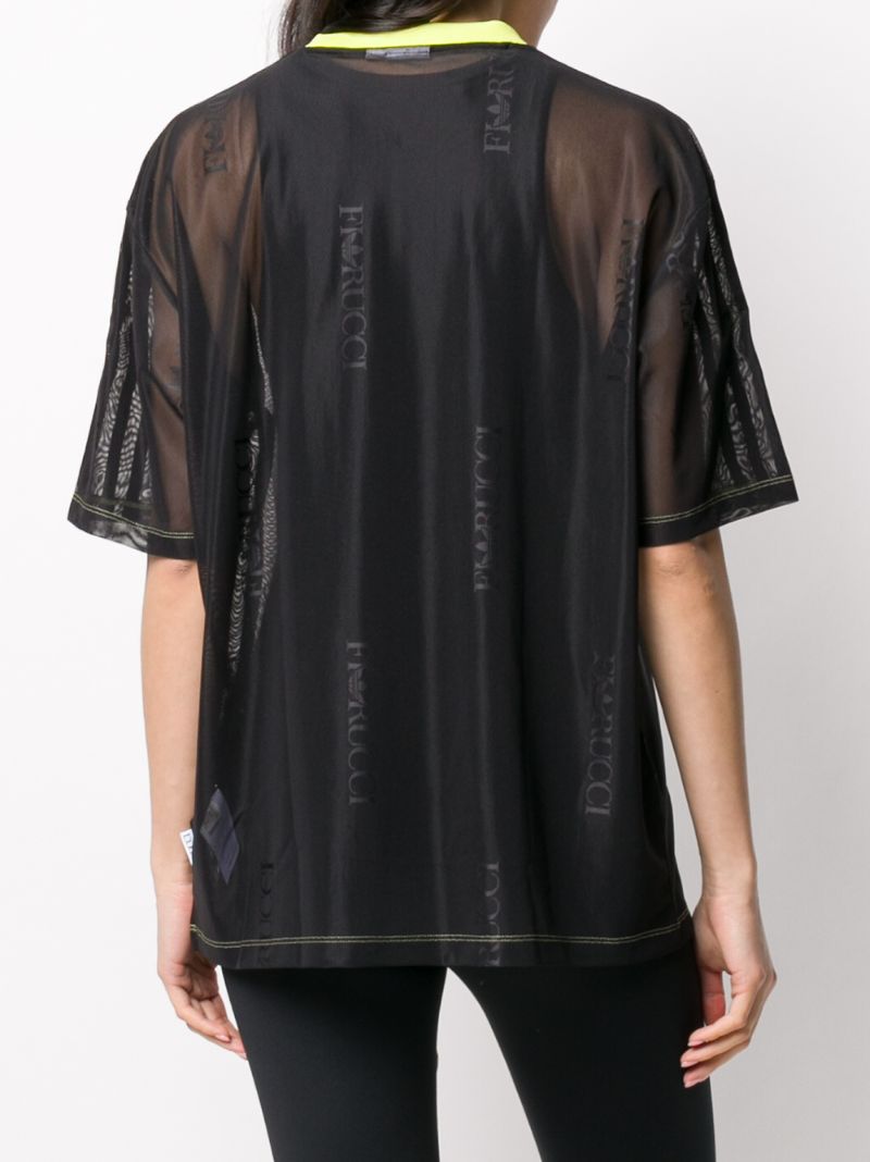 Shop Fiorucci Contrast Collar Sheer T-shirt In Black