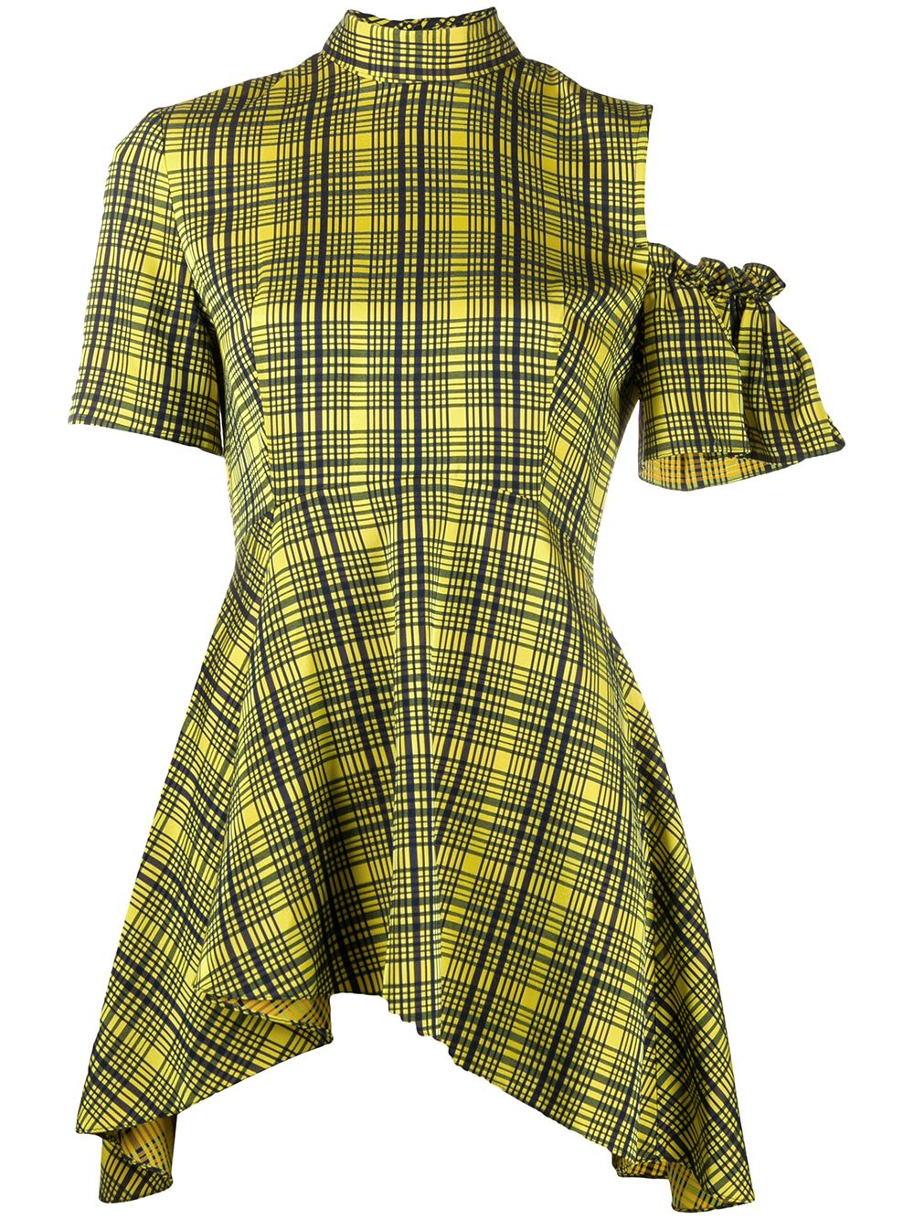 Rokh Checked Asymmetric Blouse In Yellow