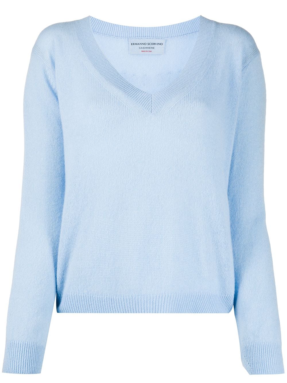 Shop Ermanno Scervino Fine Knit V-neck Jumper In Blue