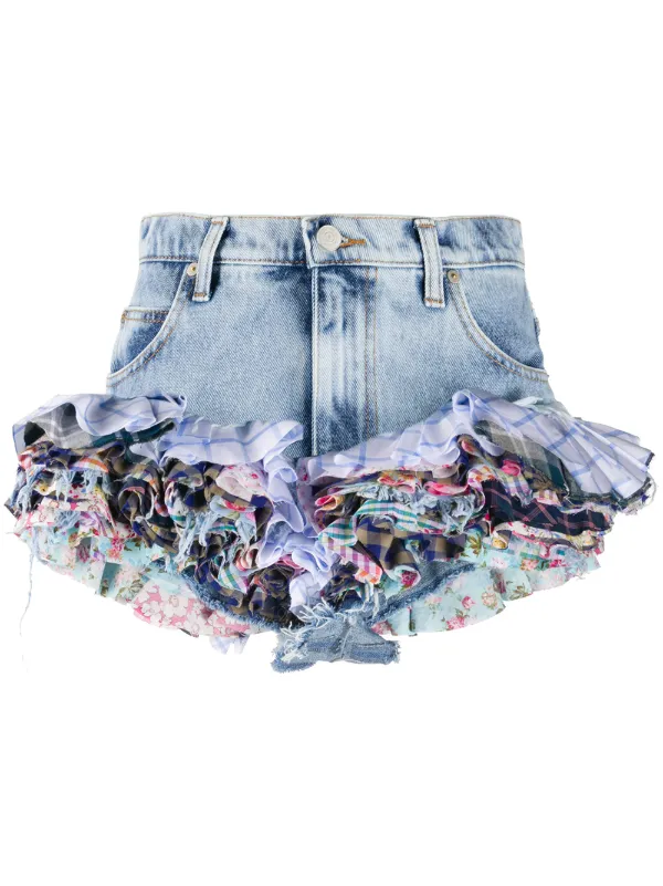 ruffled jean shorts