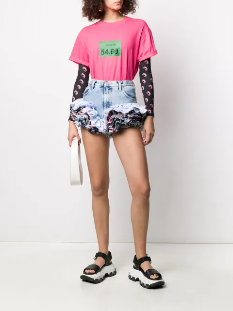 Natasha Zinko ruffled-hem denim shorts 