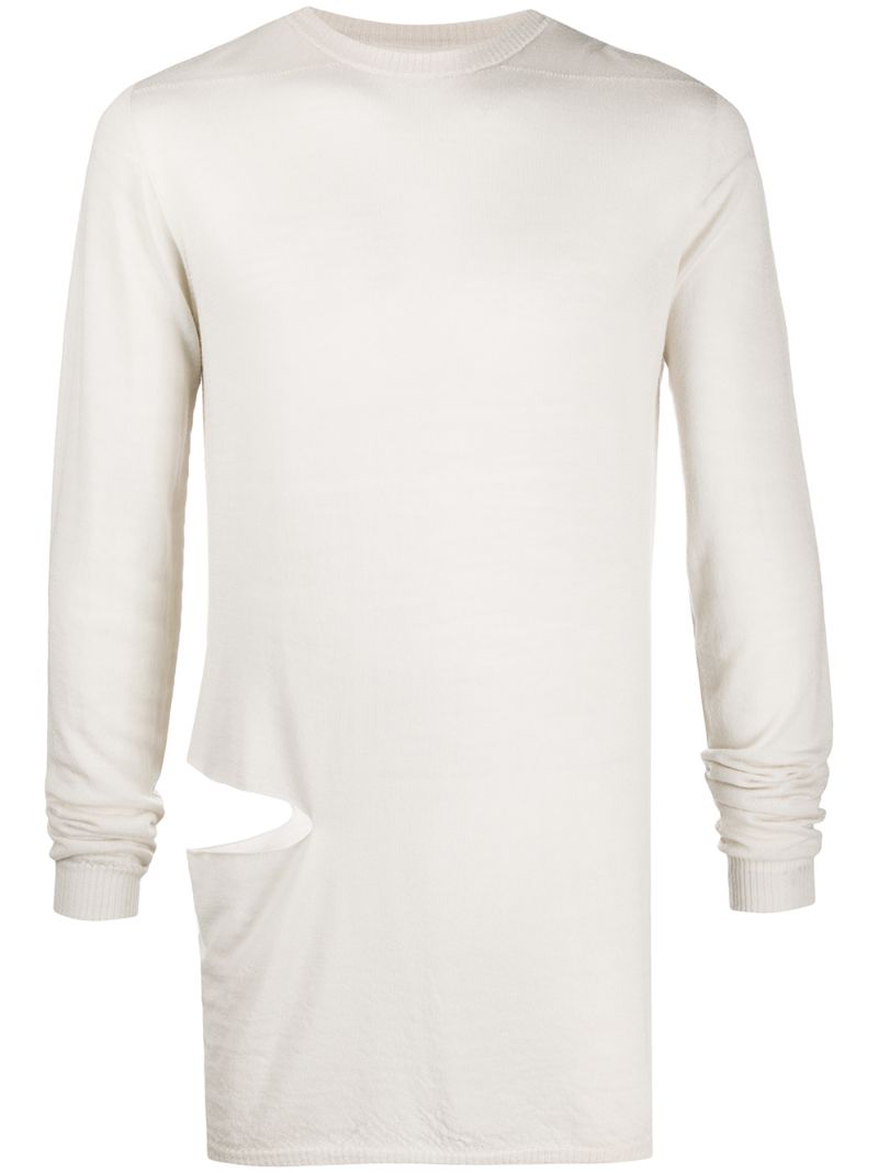 Shop Rick Owens Side Cut-out Long-line Jumper In Neutrals