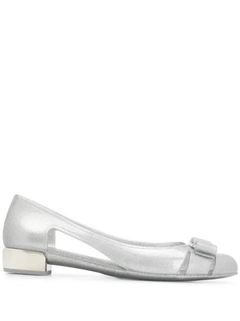Ferragamo bow-detail glitter flat pumps