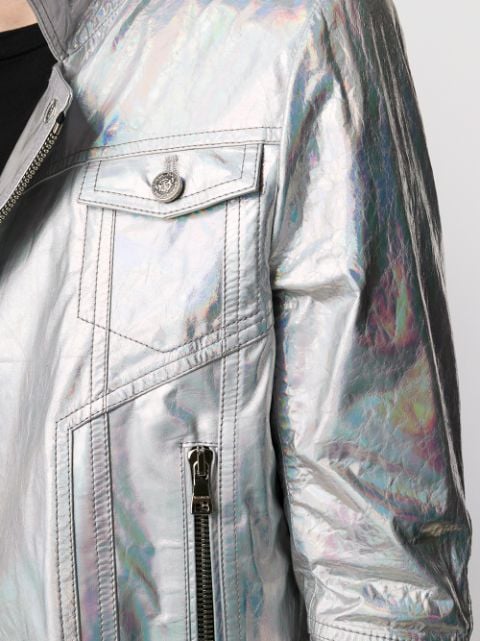 Balmain Metallic Hologram Biker Jacket - Farfetch